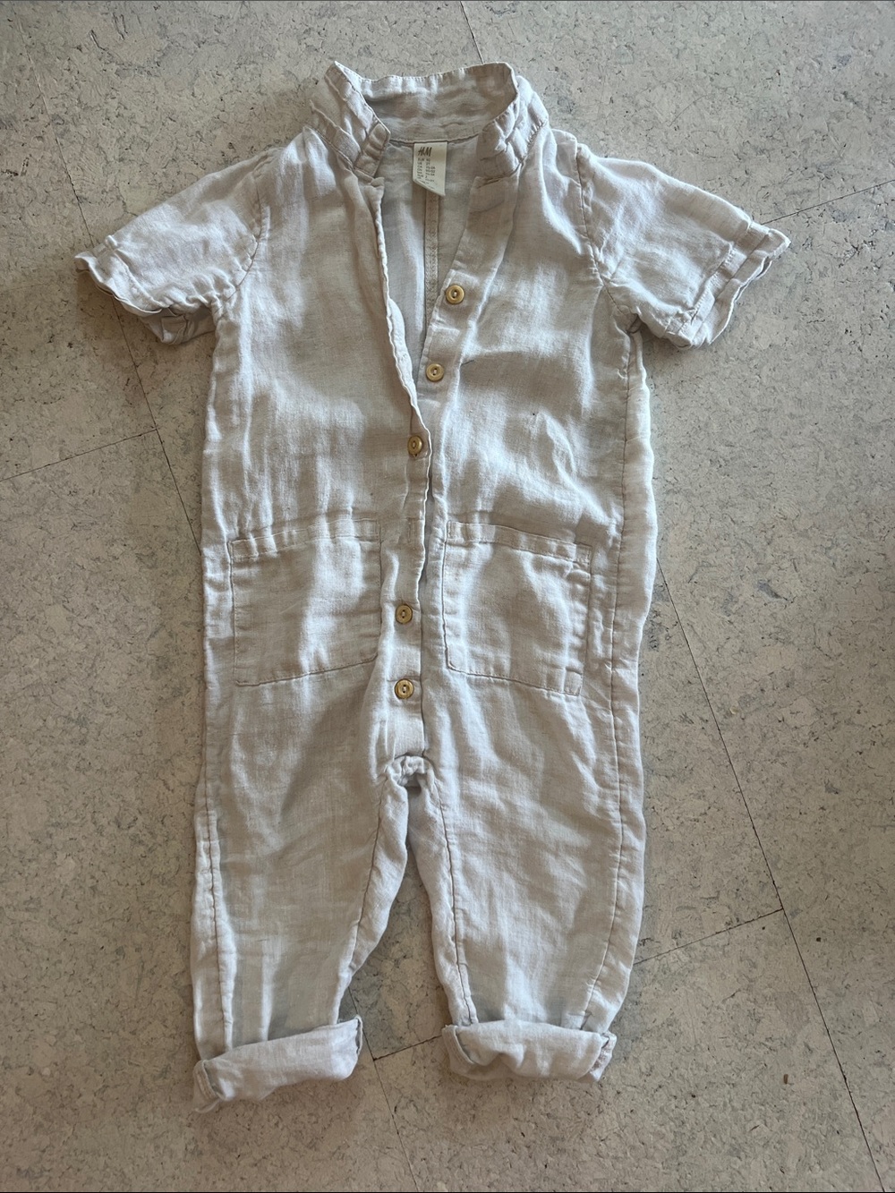 H&M Light Beige Linen One-Piece Romper